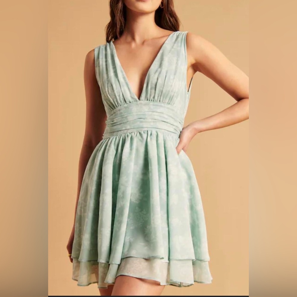 Abercrombie & Fitch Blue Plunge Neck Sleeveless Sundress